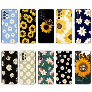 เคสโทรศัพท์มือถือ ซิลิโคนนิ่ม tpu ลายดอกทานตะวัน สีดํา สําหรับ Samsung Galaxy A23 4G LTE A33 A53 A73 4G 5G