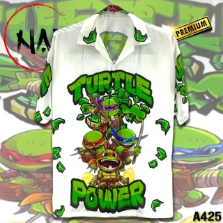 เสื้อฮาวาย ลาย นินจาเต่า A425 ผ้าไหมอิตาลี