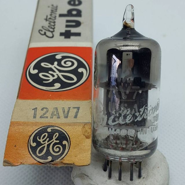77# 12AV7 General Electric (GE) White Label Gray plates D - Getter USED