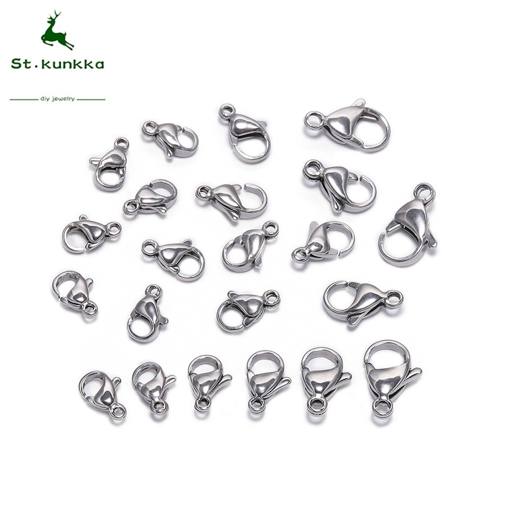 ตะขอก้ามปูสแตนเลส 9-15มม 30ชิ้น แบบกุ้งก้ามกราม สำหรับ DIY เครื่องประดับ