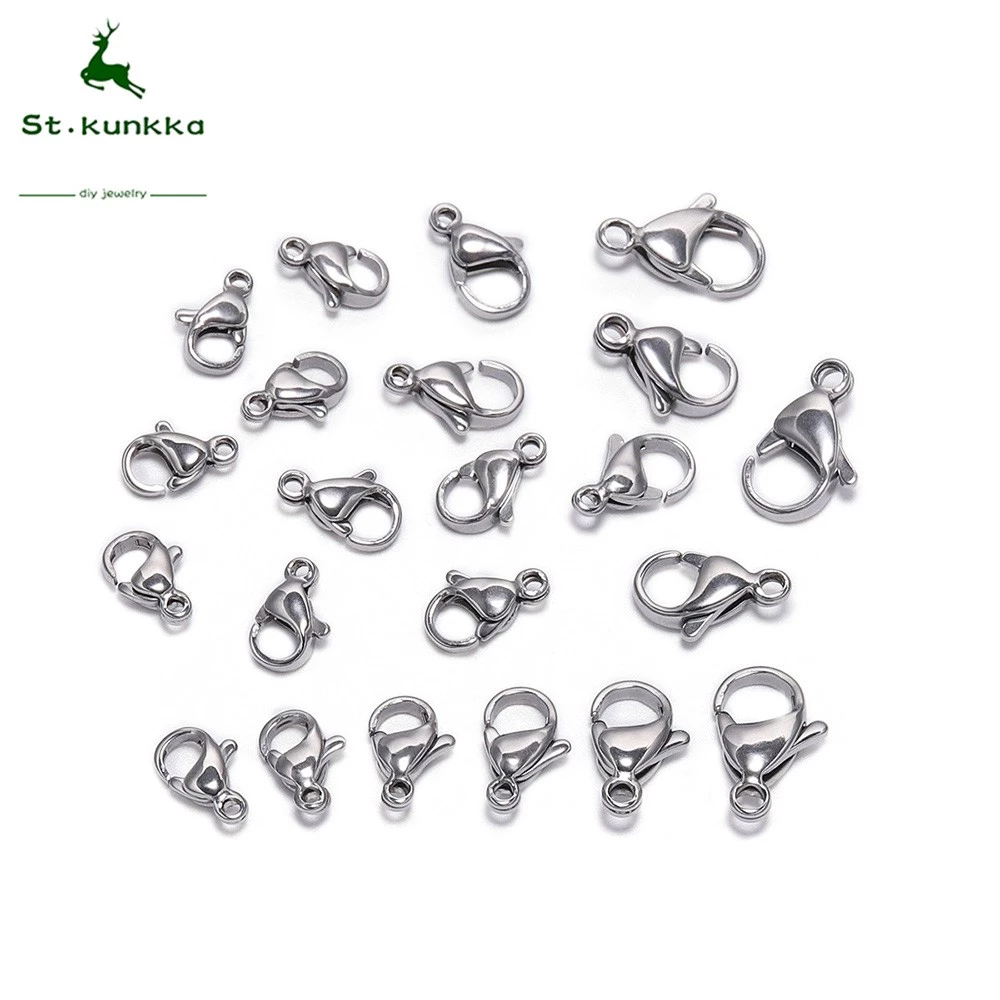 ตะขอก้ามปูสแตนเลส 9-15มม 30ชิ้น แบบกุ้งก้ามกราม สำหรับ DIY เครื่องประดับ