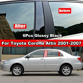 สติ๊กเกอร์ติดประตูรถยนต์สีด ํา 6 ชิ้นสําหรับ Toyota Corolla Altis 2001-2007