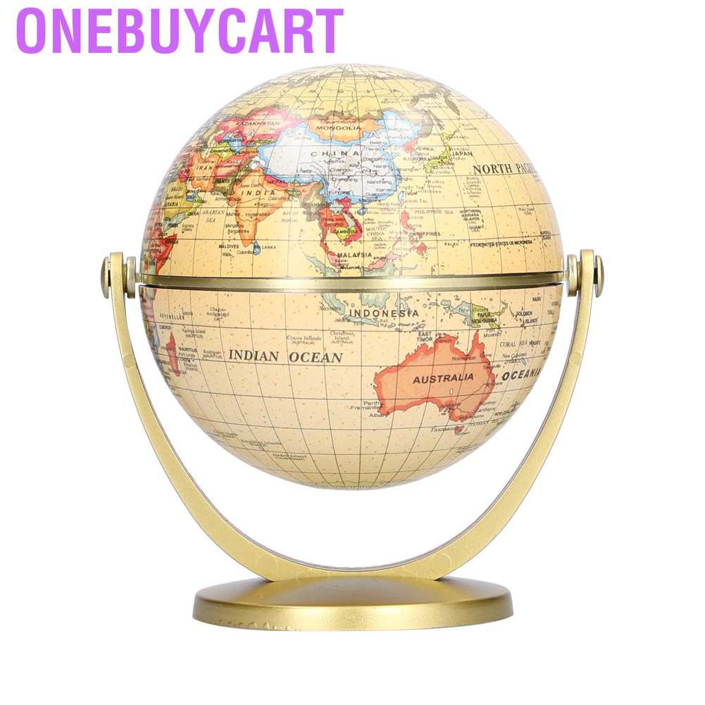 Onebuycart Mini World Map Globe English Edition เดสก์ท็อปหมุนเครื่องมือการสอนภูมิศาสตร์โลก