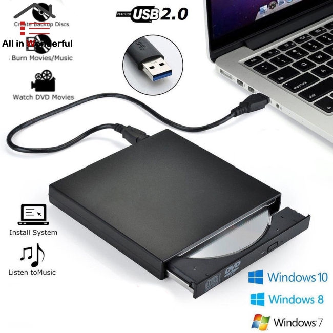 Usb 2.0 เครื่องไรท์แผ่น Dvd / Cd-Rw ภายนอก แบบพกพา | Shopee Thailand
