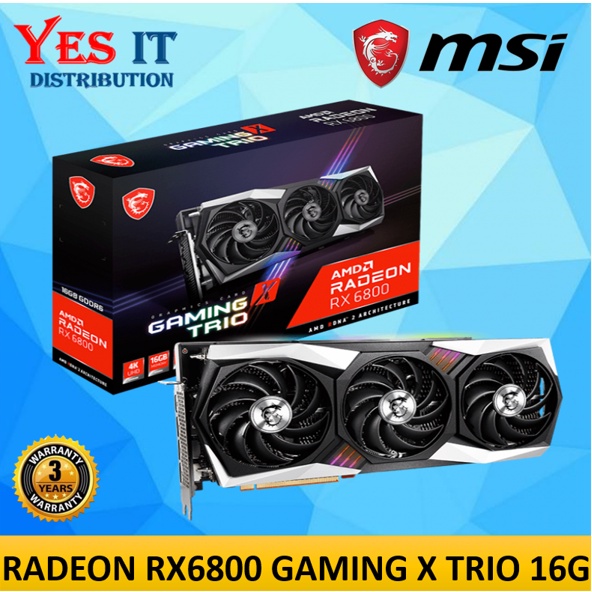 MSI Radeon RX6800 / RX 6800 GAMING X TRIO 16G 16GB GDDR6 การ์ด GRAHIC