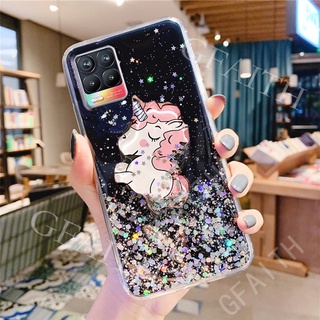 เคสโทรศัพท์ลายการ์ตูนน่ารักยูนิคอร์น Glitter Bling เคสโทรศัพท์สำหรับ Realme 8 5G Realme8 4G เคสเรียวมี8