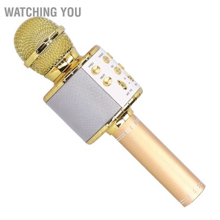 Watching You Wireless Microphone Speaker Bluetooth with LED Light Portable Handheld for Karaoke Party