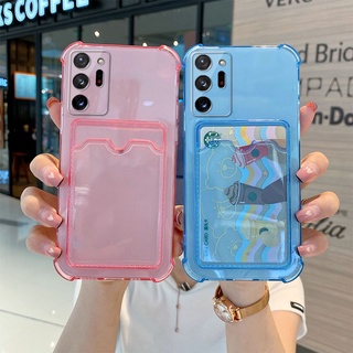 Transparent Card Holder Phone Case for Samsung Galaxy A51 A03 A03S A30S A50S A21S Note9 A10s S02 A02s Shock Resistant Soft Phone Cover