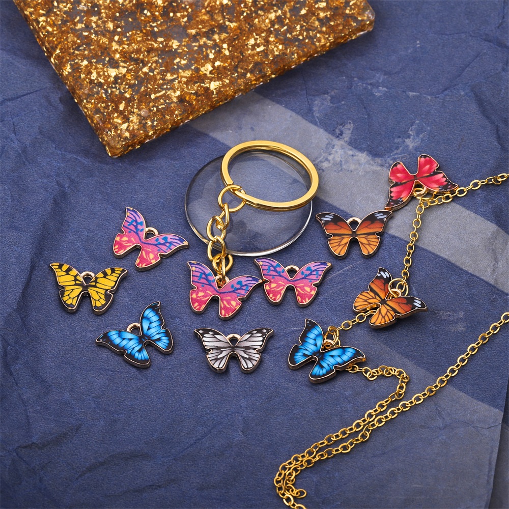 จี้ผีเสื้อ จี้สร้อยข้อมือ จี้พวงกุญแจ เครื่องประดับแฟชั่น diy (10 ชิ้น / ถุง)