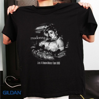 แขนสั้นcrew neckเสื้อยืด พิมพ์ลาย Madonna Like A Virgin World Tour 1985 ไซซ์ S - 3Xl ส่งฟรีS-XXXXL