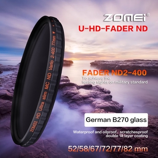 Zomei Hd เลนส์กรองแสง Nd2-400 สําหรับ Canon Nikon Dslr Camera Lens