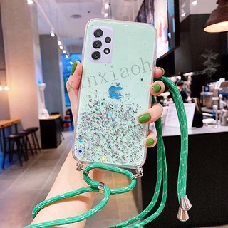 พร้อมส่ง เคสโทรศัพท์มือถือแบบนิ่ม tpu ลายท้องฟ้ากลางคืน พร้อมสายคล้องไหล่ หรูหรา สําหรับ Samsung A53 A33 A73 5G