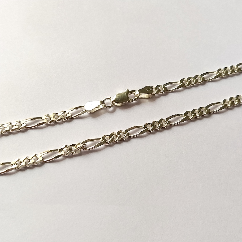 สร้อยคอเงินแท้ 925 ผู้ชาย ลายฟิกาโร่ Italy ยาว 24 นิ้ว กว้าง 3.5mm. น้ำหนัก 11g.