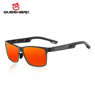 Queshark แว่นตากันแดดป้องกันรังสียูวีกรอบโลหะอลูมิเนียมแมกนีเซียม polarized สําหรับผู้ชาย EE-A6560