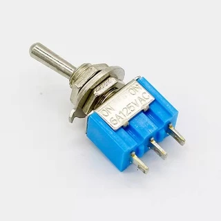 MTS 102 สวิตช์โยก 2 ทาง สีน้ำเงิน ทอง ขนาด: 6 มม.6A 125V สวิตซ์ปิดเปิด