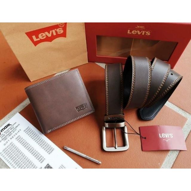 Levi's แท้ 💯💯 ถูกที่สุด เซ็ตหนังแท้ เซ็ตกระเป๋าสตางค์+เข็มขัด Levi's ชุด​สุดคุ้ม​ เหมาะเป็นของขวัญ