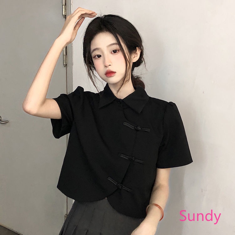 เสื้อโปโลแฟชั่นฤดูร้อนของเด็กผู้หญิงไม่สม่ําเสมอ กี่เพ้า สั้นเสื้อ