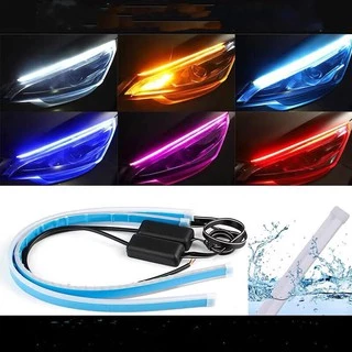 โคมไฟหน้า แพ็ค 2ชิ้น DRLไฟเดย์ไลท์LED 30 45 60ซม สว่างกลางวันแสงไฟหรี่สีขาว และไฟเลี้ยวสีเหลือง