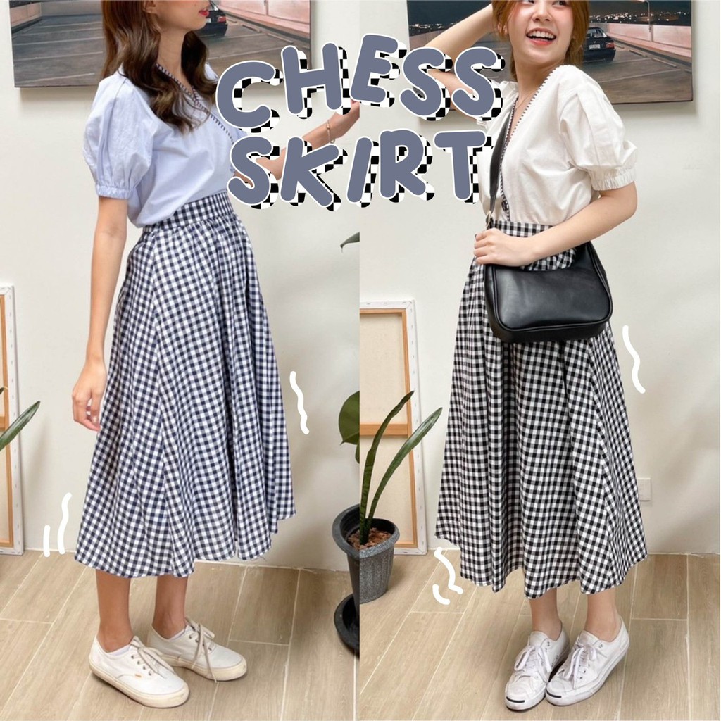 Choosedress A0482 Chess skirt กระโปรงปลายบานลายสก็อต