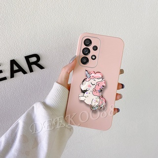 2022 เคสโทรศัพท์ ซัมซุง Samsung Galaxy A13 A23 LTE A73 A03S A03 Core M33 M23 5G 4G Housing Cellphone Phone Case with Lovely Cartoon Horse Stand Holder Soft Back Cover เคส SamsungA13 SamsungA23 SamsungA73