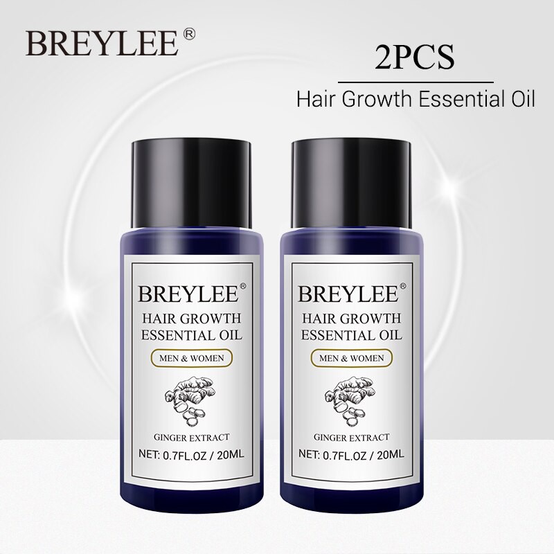 BREYLEE Hair Fast Growth Essential Oil ป้องกันหัวล้าน Anti-Hair Loss Serum เพิ่มผลิตภัณฑ์ผมที่มีประสิทธิภาพ Hair Care 2 ชิ้น