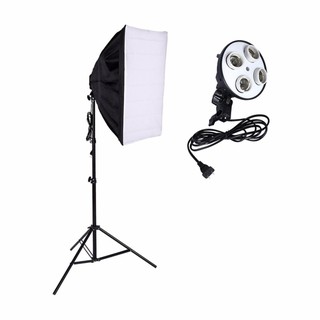ไฟสตูดิโอ พร้อมขั้วไฟ4ขั้ว Softbox 50x70cm และขาตั้งไฟ2เมตร
