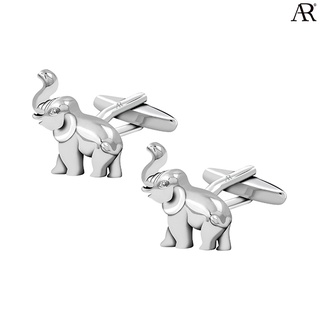 ANGELINO RUFOLO Cufflink(คัฟลิงค์) ดีไซน์ Elephant กระดุมข้อมือคัฟลิ้งโรเดียมคุณภาพเยี่ยม สีเงิน