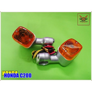 HONDA C200 FRONT TURN SIGNAL LH&amp;RH SET (2 PCS.)  // ไฟเลี้ยวหน้า ซ้าย-ขวา (ครอบไฟสีส้ม) (ครอบท้ายสีบรอนเทา)