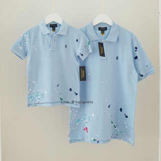 Paint-Splatter Cotton Mesh Polo Shirt (Elite Blue)