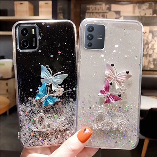 เคส VIVO V23e Y01 Y15s Y33s T1x V21 Y21t V23 5G V21E Y31 Y12S Y12A Y20s V21SE G Y20 V20 2021 V20 Pro V20SE Y30 Y50 V15 S1 Pro V19 V17 Y17 Y15 Y12 Y11 Y19 V11i V11 เคสโทรศัพท์มือถือ ลายผีเสื้อ 3D สําหรับ