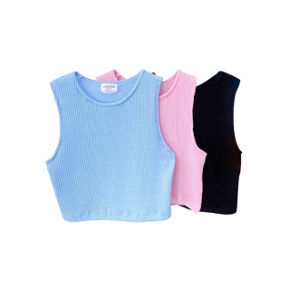 โปรโมชั่น : พร้อมส่ง🛼 LUNA CROP เสื้อครอปแขนกุด สไตล์เกาหลี รหัส 793