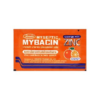 Greater Myseptic Mybacin Zinc Orange 10 Tabs เกร๊ทเตอร์ มายติค มายบาซิน ซิงค์ รสส้ม 10 เม็ด 1 แผง 10 กรัม