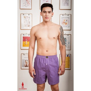 กางเกงบ๊อกเซอร์ชาย Siamboxers สีม่วง ลายจุดขาว