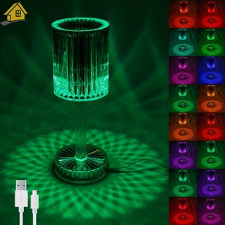 โคมไฟตั้งโต๊ะ RGB LED ประดับคริสตัล เปลี่ยนสีได้ 16 สี Shopsbc1616