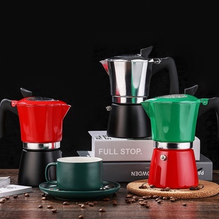 หม้อต้มกาแฟ Moka Pot (4สี) รุ่นK92 ต้มกาแฟ ขนาด 6 คัพ 300 ml. และ 3 คัพ 150 ml. สินค้าคุณภาพเกรดA ที่จับทนความร้อน.