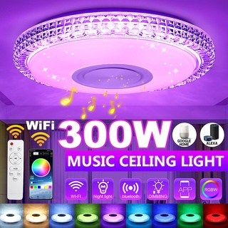 โคมไฟติดเพดาน LED RGB 300W WiFi บลูทูธ แอพเพลง สไตล์โมเดิร์น สําหรับห้องนอน