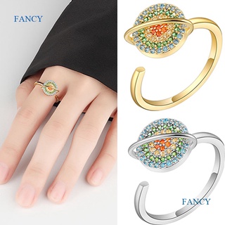 Fancy แหวนเพทาย รูปดาวเคราะห์ หมุนได้ ปรับได้ คลายเครียด สําหรับผู้หญิง