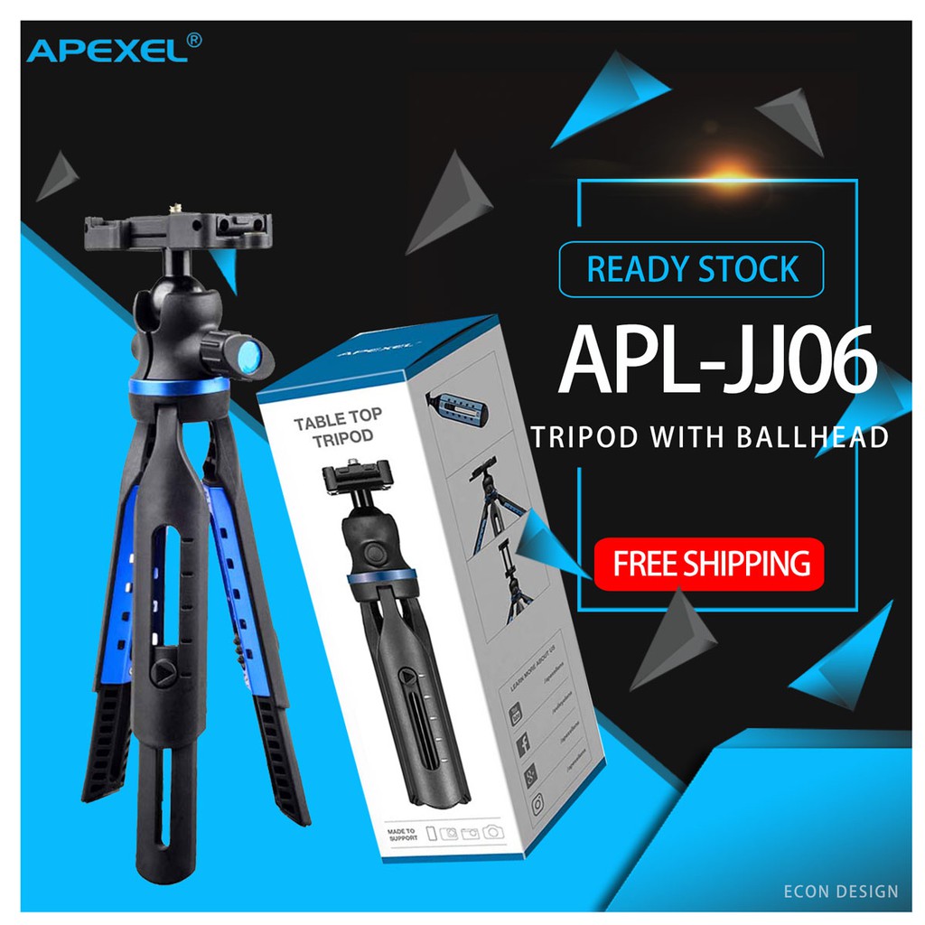 Apexel APL-JJ06 ขาตั้งกล้องแบบตั้งโต๊ะแบบยืดหดได้พร้อม Ballhead & Smartphone Mount