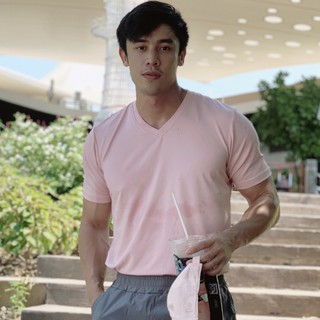 เสื้อยืดคอวีผ้าเรยอน Musculo V neck reyon T