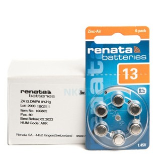 renata[แท้100%] ถ่านเครื่องช่วยฟัง Renata Maratone ZA13 (PR48)hearing aid แบตเตอรี่เครื่องช่วยฟัง จำหน่ายยกแพ็คมี 6 ก้อน