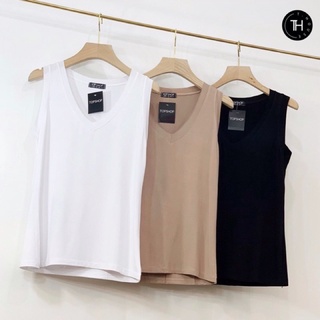 เสื้อกล้ามแขนกุดคอวีเปลือยขอบป้ายTopshopมี5สี ผ้าเกรดเอไม่บางทรงสวยผ้านิ่มใส่สบาย