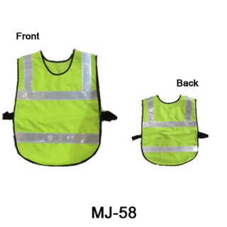 MJ-58 เสื้อจราจรผ้าโพลีเอสเตอร์ สะท้อนแสง สีเขียว