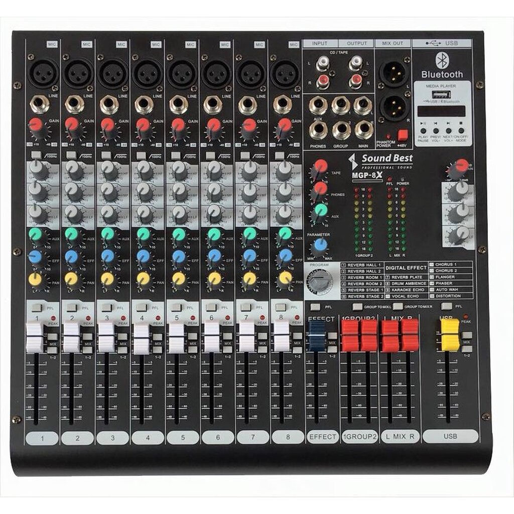 (ฟรีส่ง)(รวมVAT) มิกเซอร์ 8 ช่อง MGP-8X SoundBest MGP-8X Mixer 8 CH. USB-Bluetooth เครื่องขยายเสียง sound best