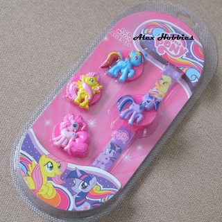 Little pony นาฬิกาข้อมือ สําหรับเด็กผู้หญิง สายเข็มขัดโพนี่ 4 in1