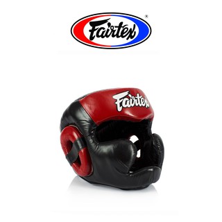 หมวกกันกระแทก  แฟร์เท็กซ์ สีดำ/แดง  Fairtex Diagonal Vision Sparring Headguard HG13F ชุดป้องกันศรีษะ Full Head Coverage