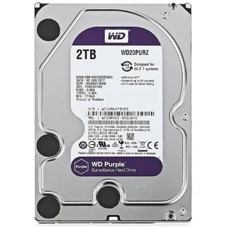 อุปกรณ์จัดเก็บข้อูล ฮาร์ดดิสก์ Western Digital 2 TB HDD CCTV WD PURPLE (5400RPM, 64MB, SATA-3, WD20PURZ)