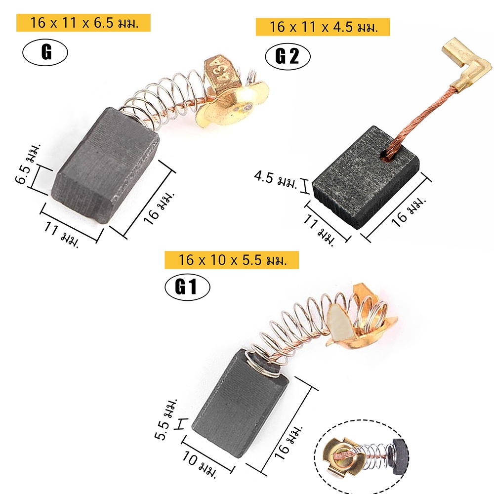 (2ชิ้น) แปรงถ่าน คาร์บอน carbon brush มอเตอร์ ไฟฟ้า สว่าน ไฟฟ้า เครื่องมือช่าง อะไหล่ ซ่อม