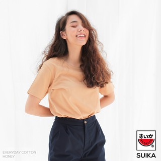 แตงโม (SUIKA) -  เสื้อแตงโม EVERYDAY COTTON คอกลม  คอวี สีHONEY