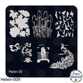 แผ่นปั๊มลายเล็บ Helen 09