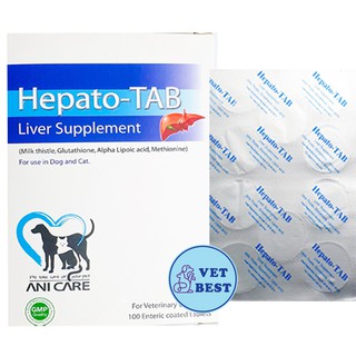 ล็อตใหม่ [กล่อง 100 เม็ด] Hepato Tab บำรุงตับสุนัข บำรุงตับแมว Exp.08/2024